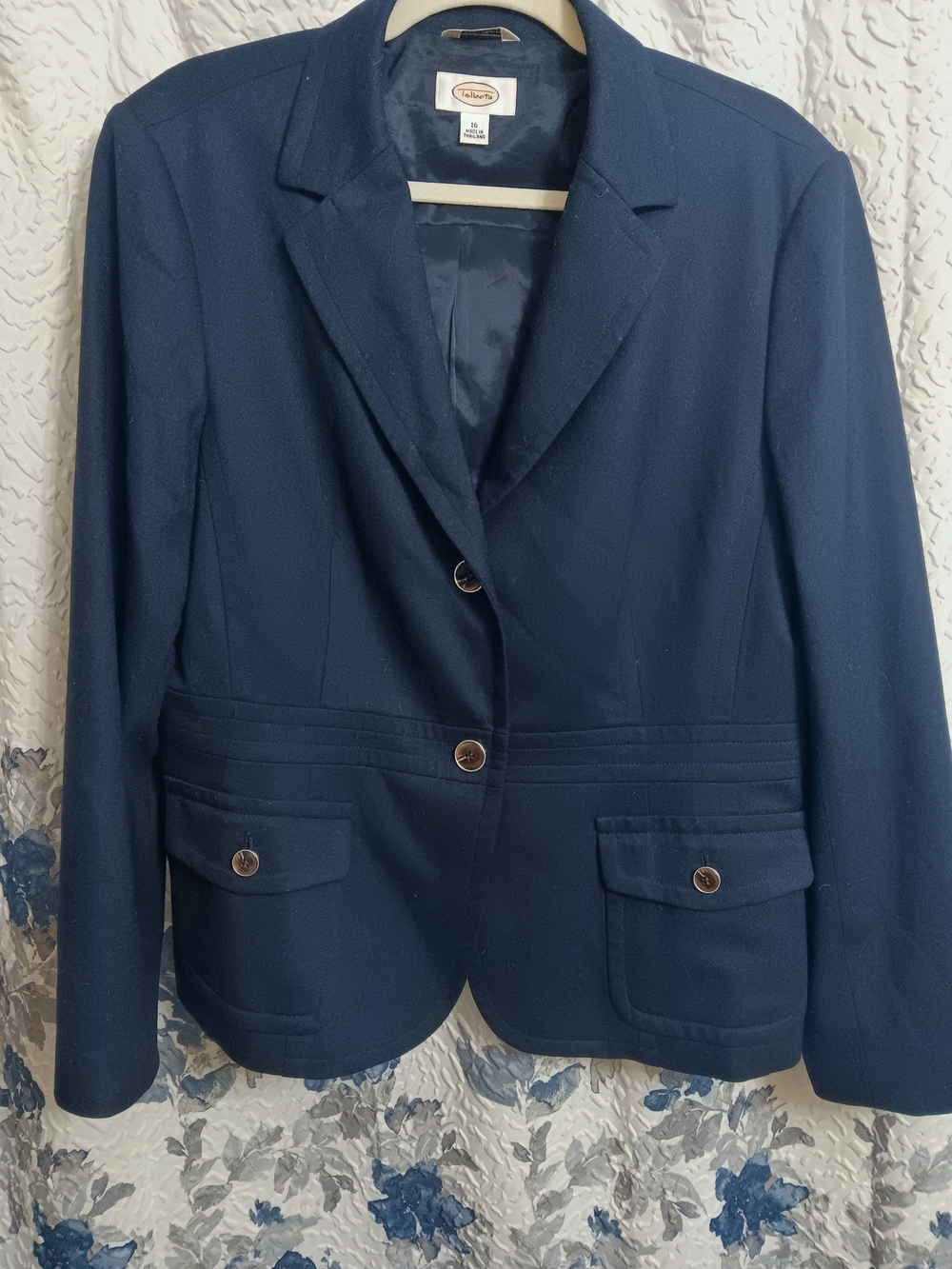 Talbots Dark Navy Tailored Blazer with Gold-Tone Buttons